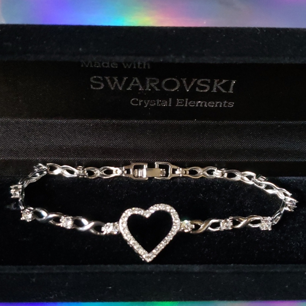 Swarovski bracelet heart bracelet RHODIUM Plated